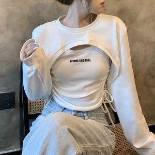 Set: Lettering Tank Top + Cropped Sweatshirt
