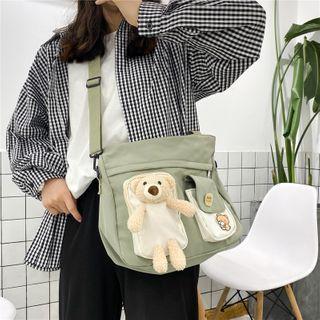 Bear Accent Two-tone Crossbody Bag