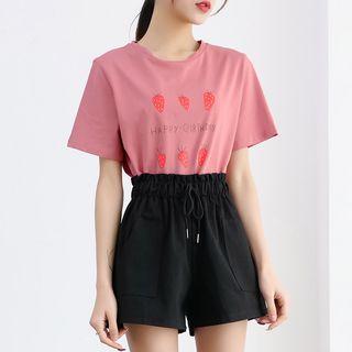 Strawberry Print Short-sleeve Top