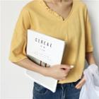 Plain Loose-fit V-neck Short-sleeve T-shirt