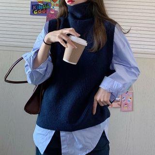 Plain Shirt / Turtleneck Sweater Vest