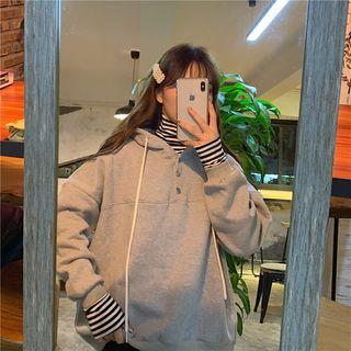Striped Panel Mock Two Piece Hoodie