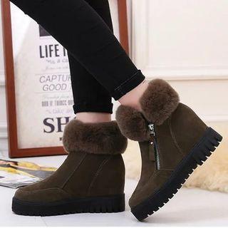 Faux Suede Fluffy Trim Short Boots