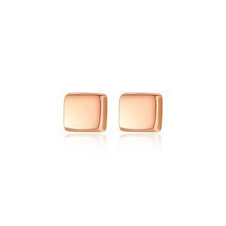 Sterling Silver Plated Rose Gold Simple Geometric Square Stud Earrings Rose Gold - One Size