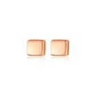Sterling Silver Plated Rose Gold Simple Geometric Square Stud Earrings Rose Gold - One Size