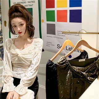 Velvet Long-sleeve Slim-fit Top