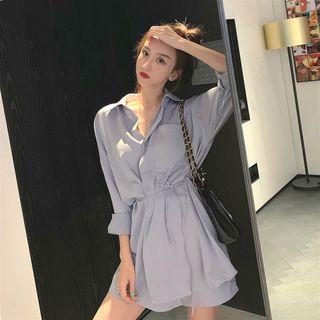 Set: Plain Loose-fit Shirt + Shorts
