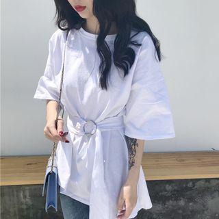 Belted Elbow-sleeve T-shirt