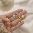 925 Sterling Silver Rhinestone Starfish & Shell Earring