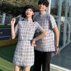 Couple-matching Plaid Shirt / Mini Pencil Skirt / Pants (various Designs)