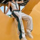 Lettering Two Tone Pants / Sleeveless Top