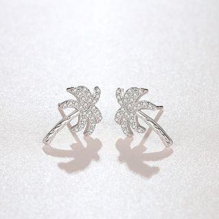 Rhinestone Palm Tree Stud Earring Coconut Tree - One Size