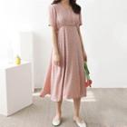 Floral Short-sleeve V-neck Midi A-line Dress