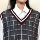Check Knit Vest As Figure - One Size