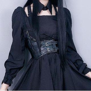Buckled Underbust Corset Belt Black - One Size
