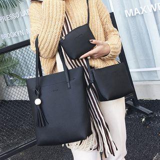 Set: Tasseled Tote + Shoulder Bag + Zip Pouch