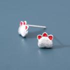 Paw Stud Earring 1 Pair - Cat Paw - Silver - One Size