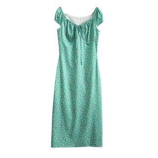 Cap-sleeve Floral Midi Sheath Dress