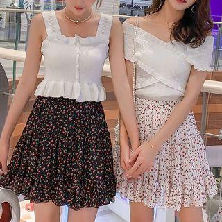 Floral Chiffon A-line Mini Skirt