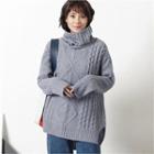 Turtleneck Boxy-fit Cable Sweater