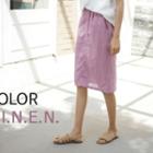 Band-waist Linen Blend H-line Skirt