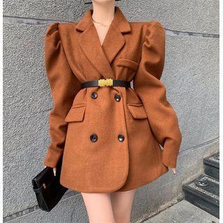 Puff-shoulder Double-breasted Blazer Dress