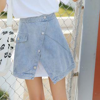 Set: Short Sleeve T-shirt Dress + Denim Skirt