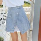 Set: Short Sleeve T-shirt Dress + Denim Skirt