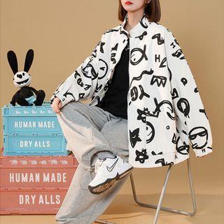 Print Zip-up Bomber Jacket