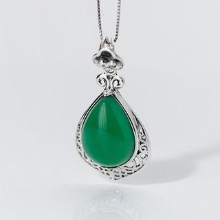 925 Sterling Silver Agate Droplet Pendant Necklace As Shown In Figure - One Size