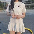 Dolphin Embroidered Short Sleeve Dress
