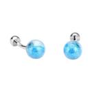 Fashion Simple Geometric Blue Starry Sky Round Cufflinks Silver - One Size