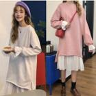 Set: Side Slit Pullover Dress + Plain Spaghetti Strap Dress