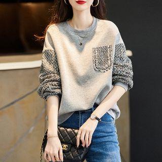 Tweed-sleeve Sweatshirt