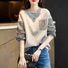 Tweed-sleeve Sweatshirt