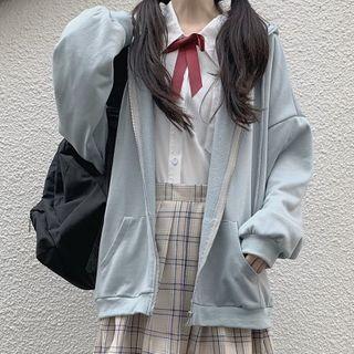 Zip Hoodie / Tie-neck Shirt