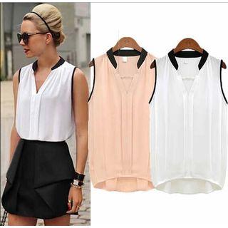 Sleeveless V-neck Chiffon Blouse