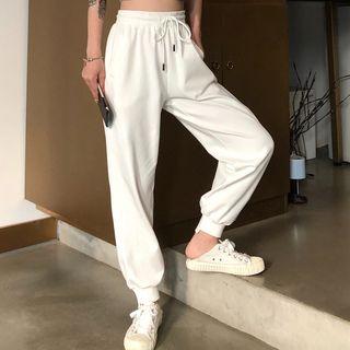 Drawstring Sweatpants / Striped Long-sleeve T-shirt
