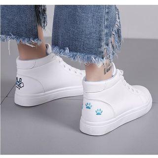 Embroidered High-top Lace-up Sneakers