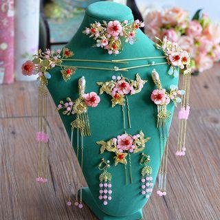 Floral Fringed Hair Pin Earring Set
