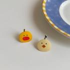 Non-matching Alloy Duck Earring 1 Pair - Asymmetric - Chicken & Duck - Yellow & Beige - One Size