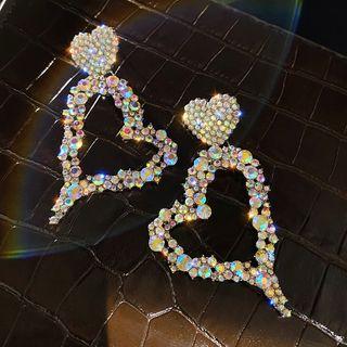 Rhinestone Heart Dangle Earring 1 Pair - Multicolor - One Size