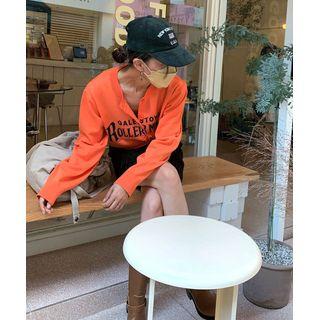 Retro Letter Knit Cardigan Orange - One Size