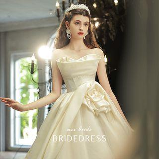 Strapless Faux Pearl Trim Floral Wedding Gown (various Designs)
