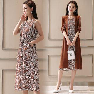 Set: Light Jacket + Sleeveless Midi A-line Dress