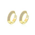Simple Flashing Plated Gold Round Cubic Zircon Earrings Golden - One Size