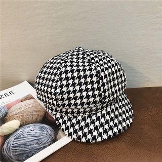 Houndstooth Newsboy Cap Black & White - One Size