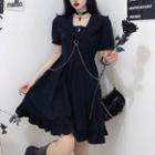 Short-sleeve Chain Accent Sailor A-line Dress