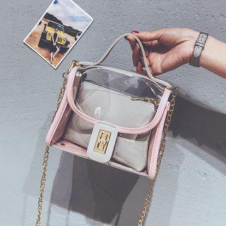 Set: Chain Strap Crossbody Bag + Pouch