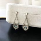 Heart Rhinestone Alloy Dangle Earring 1 Pair - Stud Earring - S925 Silver Needle - Silver - One Size